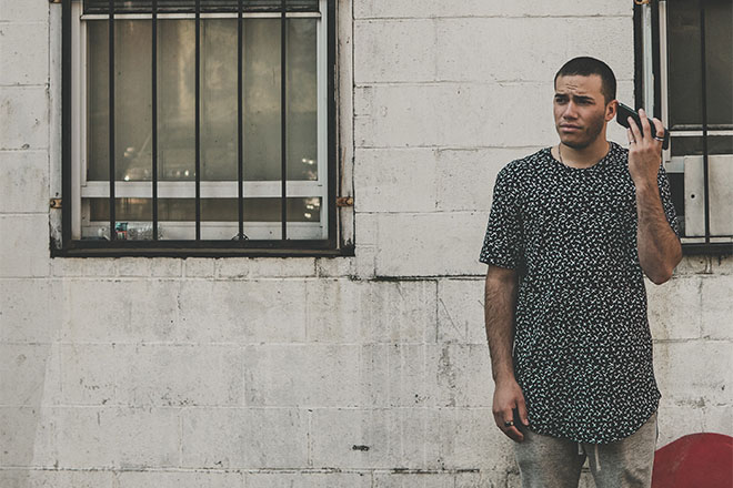 Person listening to phone