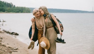 Women backpacking along the coast