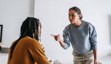 woman yelling at man