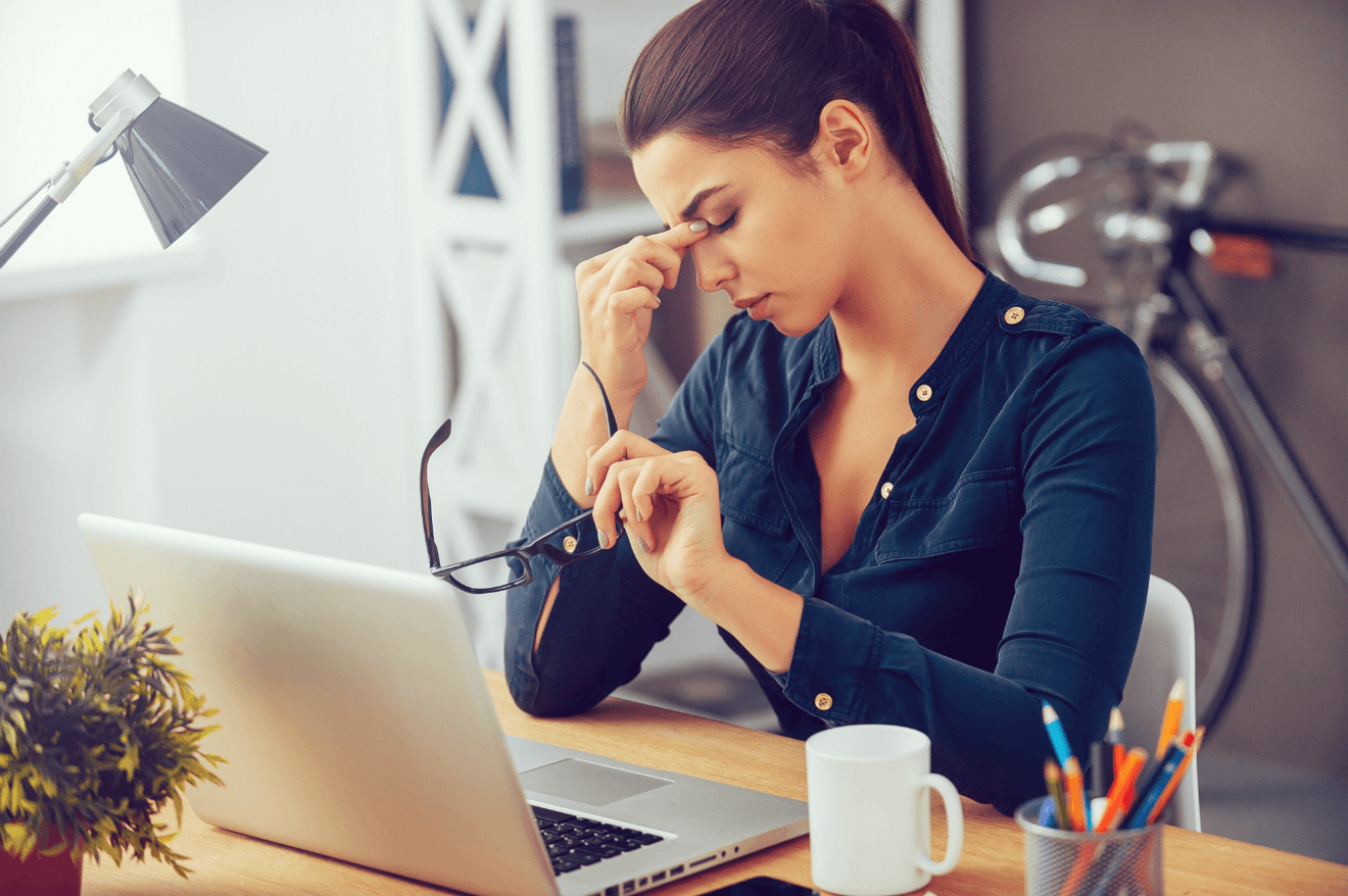stressed woman on computer